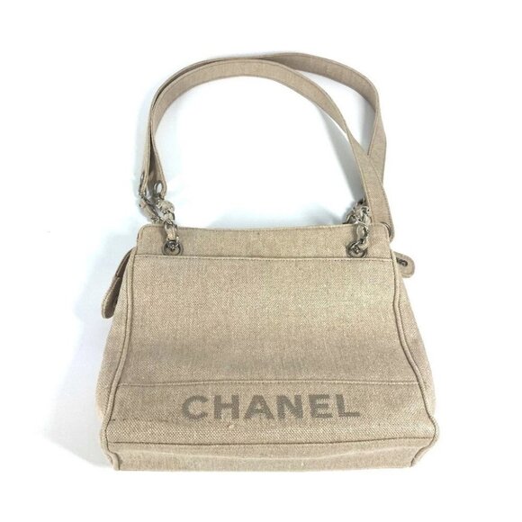 CHANEL vintage CC CC Mark Chain Bag Shoulder Tote Bag Shoulder Bag Canvas Beige - Picture 2 of 15
